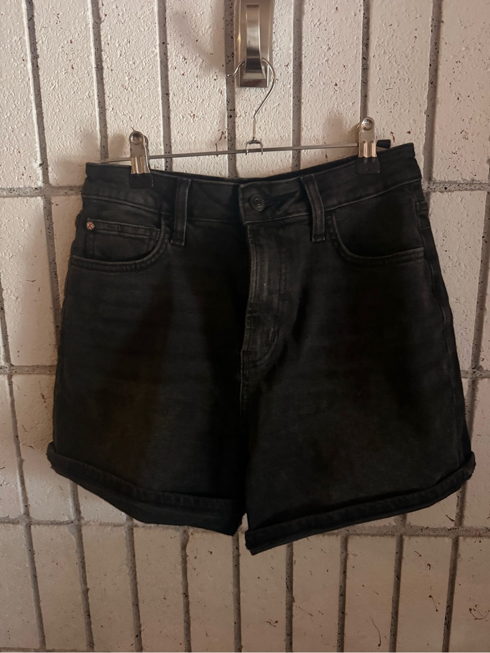 Hudson Jeans Black Cuffed Denim Shorts